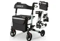 Arebos Rollator Aluminium faltbar 6-fach höhenverstellbar mit Tasche belastbar 136 kg, Ergonomische Griffe – komfortabel für lange Nutzung ohne Ermüdung
