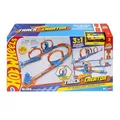 Hot Wheels Spielzeugauto-Trackset, Dreifach-Looping-Pack und Fahrzeug im Maßstab 1:64, Track-Bauteile mit 3 Loopings, Track-Schnellstecksystem und Adaptern,JDW39