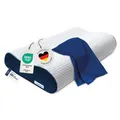 casimum Orthopädisches Nackenstützkissen Memory Foam - Höhenverstellbares Nackenkissen entlastet Kopf & HWS - Schlafkissen gegen Nackenschmerzen 60x30cm, inklusive Kissenbezug in blau, mittelfest