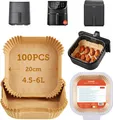 Cosori Backpapier für Heißluftfritteuse 4,5-6L, 100 Stück, 20cm, Airfryer, Ungebleichte & antihaftbeschichtete, Dampfgarer, Öl- und wasserdicht