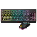 KROM Kabala – Kabelloses Gaming-Set mit Membrantastatur RGB Rainbow, 6 Anti-Ghosting-Tasten, optischer Maus 800-4800 DPI, Spanisches Layout, kompatibel mit PC – Schwarz