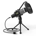 TONOR USB Kondensator Mikrofon, Nierencharakteristik Computer Mikrofon, Popfilter, für Konferenz, Streaming, Podcasting, Gaming, Twitch, für Laptop, Desktop PC, mit Desktop-Ständer, TC30