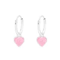 Kleine Herz Creolen 925 Sterling Silber Ohrringe Kinder Mädchen rosa mit Glitzer