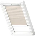 VELUX Dachfenster Plissee blickdicht leinen mit weißem Alu-Rahmen solarbetrieben FSL PK06 1275KWL