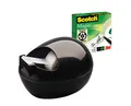 Scotch Karim Rashid Tischabroller und Scotch Magic unsichtbares Klebeband, 1 Rolle, 19 mm x 7,5 m - Nachfüllbarer Klebebandabroller für Schule, Zuhause und Büro - Schwarz