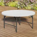GGMMÖBEL MIO | Partytisch | Ø 122 cm | Weiß | Klappbar | Rund | Party Klapptisch, Buffettisch, Banketttisch
