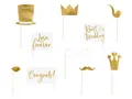 partydeco Papierdekoration, Fotobox Requisiten für Hochzeit 10er Set gold