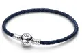 Pandora Moments Blaues Geflochtenes Lederarmband mit Kugelverschluss 592790C01-S