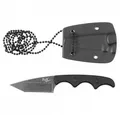 FoxOutdoor Taschenmesser Messer, "Neck II", stonew., Kunststoff-Scheide mit Kette, (Set, Messer mit Scheide), Tantoklinge stonewashed mit Glattschliff