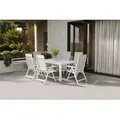 KETTLER Garten-Essgruppe, weiß matt/hellgrau, Aluminium/Glas/Outdoorgewebe, Ausziehtisch 180/240 x 100 cm, 6 Klappstühle