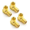 deleyCON 4X Sat-Winkel-Adapter 90° Grad für Koaxialkabel F-Adapter F-Buchse Sat-Kabel Kupplung F-Winkelstecker Winkeladapter - 4 Stück