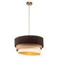 Lampenwelt Hängeleuchte Devon braun beige ecru gold Ø45cm Hängeleuchte Deckenlam