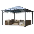 Alu Gartenpavillon 4x4 m Pavillon Hardtop festes Dach Gartenzelt Pergola Gazebo