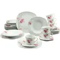 CreaTable Kombiservice Amelie Aiko, Kombi-Service 30-tlg (30-tlg), 6 Personen, Porzellan, Blumendekor weiß