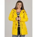 FRIESEN Friesennerz Regenjacke "Oh! Nass'is!" II Damen Regenmantel - Outdoor-Jacke Parka Wasserdicht Leichtes Jersey-Innenfutter, Verschweißte Nähte, Taillen-Kordelzug gelb 36/38