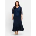 Sheego Abendkleid Große Größen mit floraler Spitze blau 50