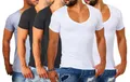 Young & Rich Herren Uni T-Shirt Basic mit extra tiefem V-Ausschnitt Slimfit deep V-Neck Stretch dehnbar 1315, Grösse:XL, Farbe:2X Weiß / 2X Schwarz / 1x Grau (5er Pack)