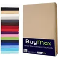 Buymax Spannbettlaken Wasserbett Spannbettlaken für Boxspringbetten Matratzen bis 35 cm Höhe, Jersey, Gummizug: Rundumgummi, (1 Stück), Spannbetttuch 97% Baumwolle, 3% Elasthan, atmungsaktiv, 40 cm Steghöhe beige 180-200 cm x 200-220 cm