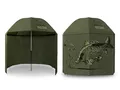 Delphin Regenschirm mit Seitenwand BigONE CARP Angelschirm Schirm Bogenmaß 250cm