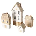 Dekoaufsteller Lundholm, Holz 4er Set Häuser H 8-25 cm,Holzdeko Advent, Landhaus