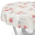 ANRO Wachstuchtischdecke Wachstischdecke Wachstuch Tischdecke abwaschbar Gartentischdecke Wasserabweisend Rund 140cm Schnittkante Rosen