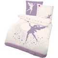 LINKHOFF Kinderbettwäsche Kinder Bettwäsche Fee 135x200 + Kissen 80x80 - 100% Baumwolle, Mädchen Bettwäsche, Bügelfrei, Reißverschluss