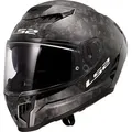 LS2 Motorradhelm FF807 Dragon Forged Carbon Helm, vorbereitet für Kommunikationssystem,Notfallsystem-Polsterung (EQ grau XXL (63/64)
