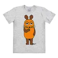 Logoshirt® TV I Die Sendung mit der Maus I Maus I T-Shirt Print I Damen & Herren I kurzärmlig I grau-meliert I Lizenziertes Originaldesign I Größe L
