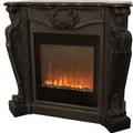 Casa Padrino Luxus Jugendstil Kamin mit LED Kamineinsatz Schwarz 118 x 43 x H. 111 cm - Luxus Elektrokamin Barock Design