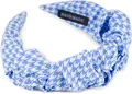 styleBREAKER Damen Haarreif mit Hahnentritt Muster in dezenter Rüschen Optik, Haarband Pepita, Haarschmuck 04027044, Farbe:Blau-Weiß