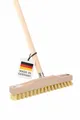 BawiTec Schrubber, Rheinischer Wischer, 28cm Breit, mit Holzstiel 120cm, Bodenschrubber mit Metallgewinde, Buchenholzkörper, MyprenFibre-Borsten, Haushaltsschrubber für Innen- und Außenbereich