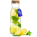 KONZEPT Glaskaraffe mit Korkdeckel, 1 Liter, Karaffe ideal für Wasser Saft