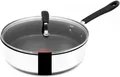 Tefal Schmorpfanne Jamie Oliver E30 Schmorpfanne mit Deckel 25cm alle Herdarten Induktion, Edelstahl 18/10 (Pfanne, Bratpfannen Set, Pfannenset, Wok, Wokpfanne, Schmorpfanne, Pfannen), Ohne Fett