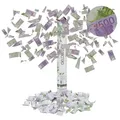 Relaxdays 10 x Party Popper 40 cm Geldscheine Grün,Lila