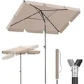 Sekey Sonnenschirm 200 x 125 cm Balkonschirm Rechteckig Sonnenschirm mit Schutzhüllem