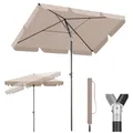 Sekey Sonnenschirm Balkon 2-in-1 SET | Sonnenschirm Rechteckig 200x125cm mit UPF50+ & GRS-zertifiziert | Sonnenschirme + Sonnenschirmhülle für Balkon, Terrasse & Garten