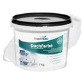 SuperBau Dachfarbe Weiß (7kg ca. 17,5m²) Sockelfarbe WASSERDICHT, Fassadenfarbe für Außen, Dachbeschichtung für Blechdach, Bitumen, Dachpappe, Schindeln, Putz