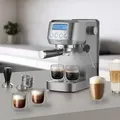 CASO EspressoGourmet Crema – Siebträgermaschine aus Edelstahl, mit Milchaufschäumer, Espresso, Cappuccino, 20 bar ULKA-Pumpe, ESE Pads - Silber