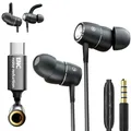 Wired Call Noise-Canceling Earbuds,Tiefem Bass In-Ear-Kabel kopfhörer mit Geräuschunterdrückung für Anrufe,(Abnehmbarer Sport-Ohrbügel)Kabel Ohrhörer mit Mikrofon,Bass Earphones (3.5mm+USB Typ C)