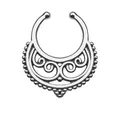 Taffstyle Nasenpiercing Fake Septum Septum Piercing Vintage Tribal Halbmond mit Ringen (Clip On Nasenpiercing im Ethno Design ohne echtes Piercing)