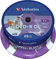Verbatim DVD+R 8.5 GB DL 8x Inkjet printable, 25er Spindel