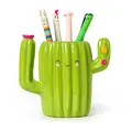 Legami - Stifthalter aus Keramik, Desk Friends, 12,5 x 7,5 cm, Motiv: Kaktus, handbemalt