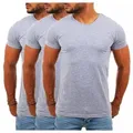 Young & Rich T-Shirt Herren Uni Basic rundhals Ausschnitt Unterziehshirt 1701 Rundhalsauschnitt unifarben kurzarm regular fit grau XXL