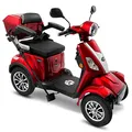 Rolektro Elektromobil E-Quad 25 V.3 Pro Rot mit Lithium-Akku - Seniorenfahrzeug 4-Rad E-Mobil - 80km Reichweite - 1000W Seniorenmobil mit Straßen-Zulassung