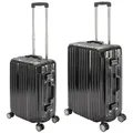 Travelhouse - London - 2er Reisekoffer Set | TSA Schloss |Polycarbonat Hartschale  | Alu-Rahmen | 4 Rollen | Koffer Trolley Reise Urlaub  Gepäck -... - Schwarz/Grün/Gold/Grau/Rot