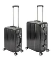 Travelhouse London Koffer Schwarz S-55cm, M-65cm · 2er-Set · Aluminium-Rahmen · Polykarbonat Hartschale · Handgepäckkoffer +Reisekoffer medium · Vol. S-44L · M-67L