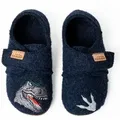 Living Kitzbühel Klettschuh T-Rex (Schurwolle) nachtblau Jungen (31-35) Hausschuh blau 33 EU