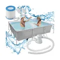 tectake Swimming Pool, rechteckig, reißfestes PVC-Gewebe, solider Stahlrahmen