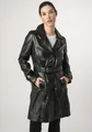 Ledermantel "MWLeonne", mit Tailliengürtel, mit Ärmelbändern, Gr. XXL, black