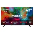 MEDION 108 cm (43 Zoll) Full HD Fernseher (Smart-TV, HDR, VIDAA Store, HBO Max, MagentaTV, Prime Video, Disney+, DAZN, Paramount+, HbbTV, PVR, Blue... - Schwarz